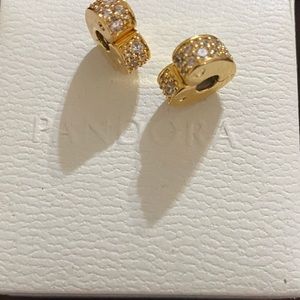 PANDORA CLEAR PAVE’ HEART CLIP CHARM...SET OF 2
